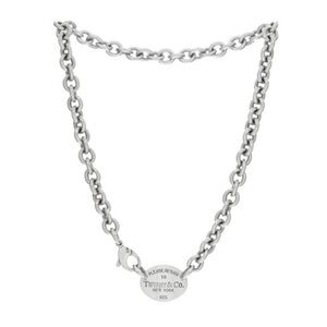 Authenticated Tiffany & Co. Return to Tiffany Oval Tag Necklace Sterling Silver